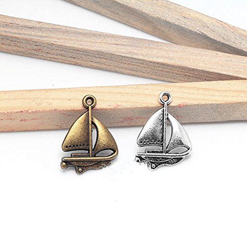 Kinteshun Sailboat Sailing Ship Charm Pendant For Diy Jewelry Making Accessaries(60Pcs,Antique Silver) #TOP4