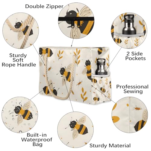 Beach Bags for Women Large Beach Tote Bag with Zipper Waterproof Sandproof Swim Pool Bag3