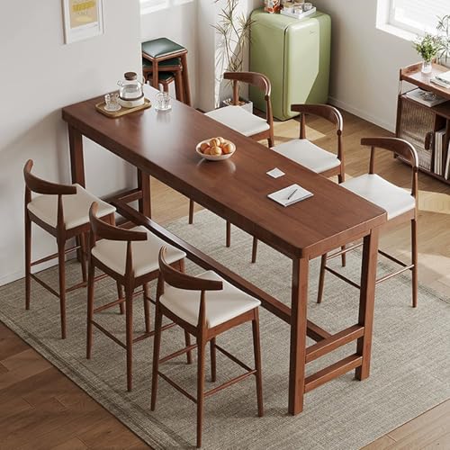 SEIFE Mesas de Bar rectangulares,mesas Altas Modernas de Madera para Comedor y Cocina, mesas largas contra la Pared para el hogar,sin taburetes(Walnut,120cm/47.2in)