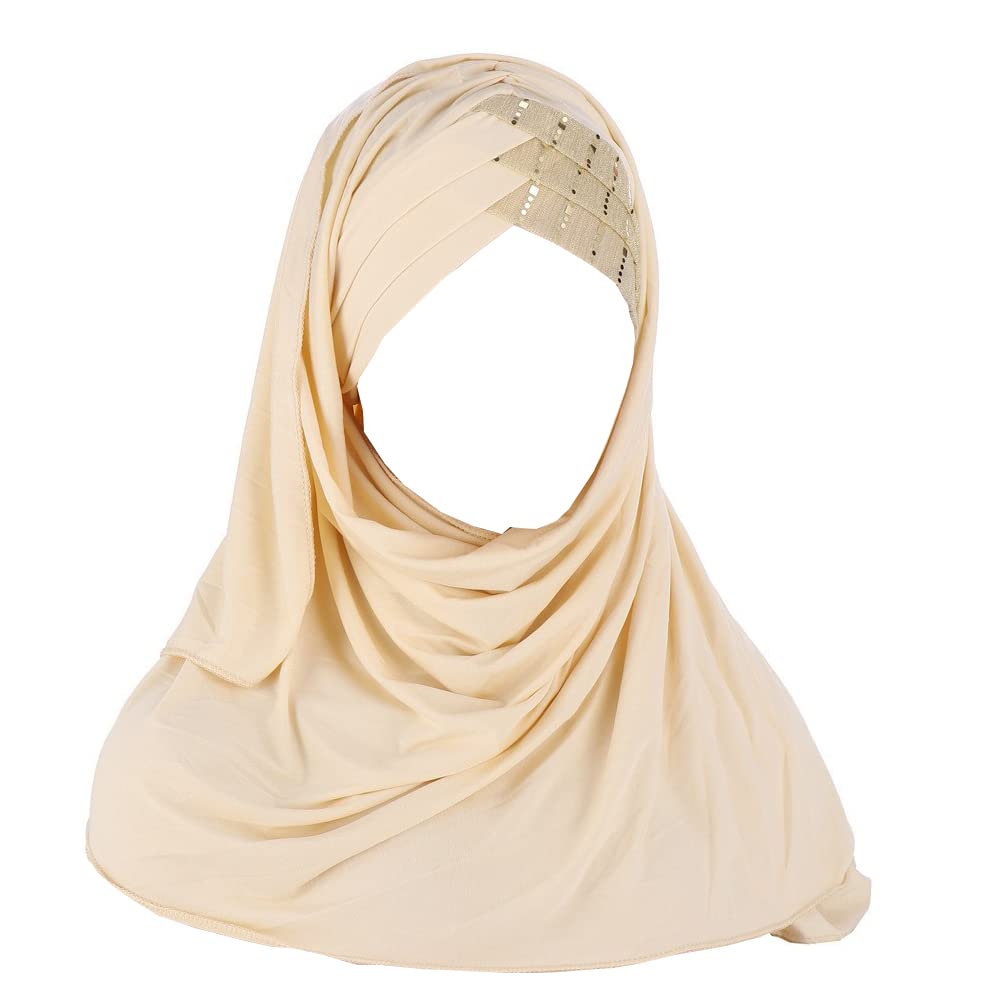 JDYaoYing Glitter Sequin Hijab Muslim Head Wrap Scarf Islamic Shawl Long Turban Cap Head Cover