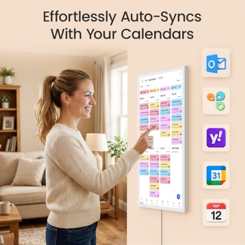 Image of Dragon Touch 27 inch Digital Calendar Chore Chart - 1080P Full HD Interactive Touchscreen, Smart Family Planner, Hearth Display Digital Calendar Wall & Desk Mountable for Seamless Scheduling