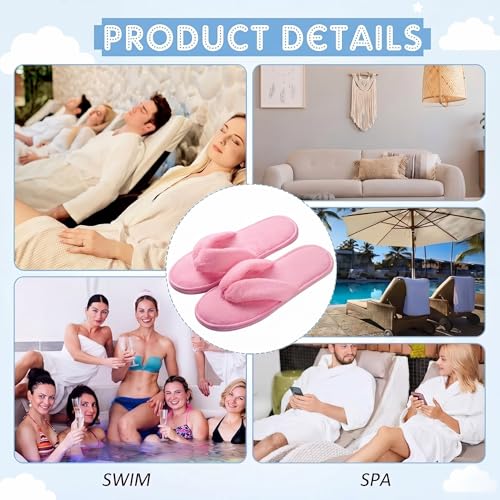 Image of Unittype 10 Pairs Spa Slippers Flip Flops Thong Sandal Slippers Soft Coral Fleece for House Guest Hotel