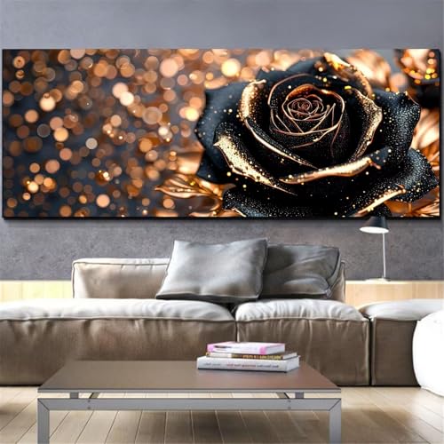 Diamond painting adulte rose broderie diamant kit complet noir grand format 50x150cm L551