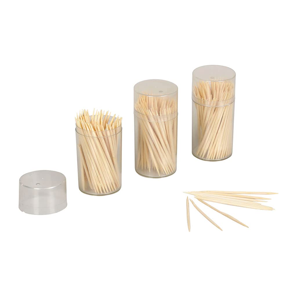 Cure-Dents en Bambou Lot de 3 Boîtes Distributrices Plastique 3 x 100 Pièces