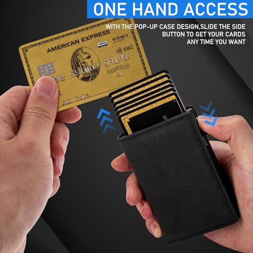 Wallet for Men Credit Card Mens Wallet, Pop Up Card Holder, Smart, Slim Wallet for Men with Money Clip, RFID Tri-fold Wallets, Minimalist Design for Front Pocket - Gift Box (Black)2
