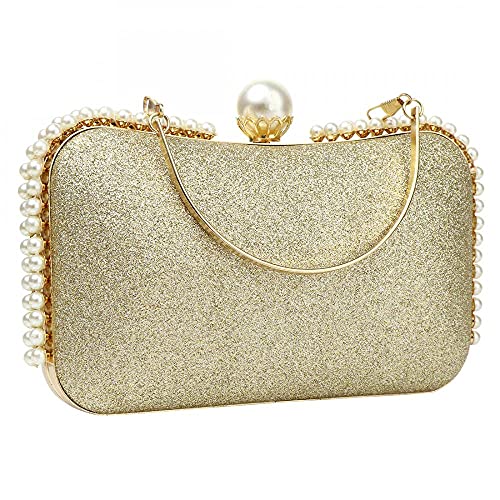 Bling Evening Clutch With Pearl Decoration Women Sequin Clutch Purse Party Handbag Shoulder Bag For Wedding (Black) #TOP2