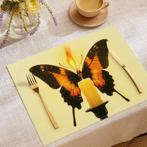 Set de 8 sets de table papillon orange lavables 45x30 cm - 2