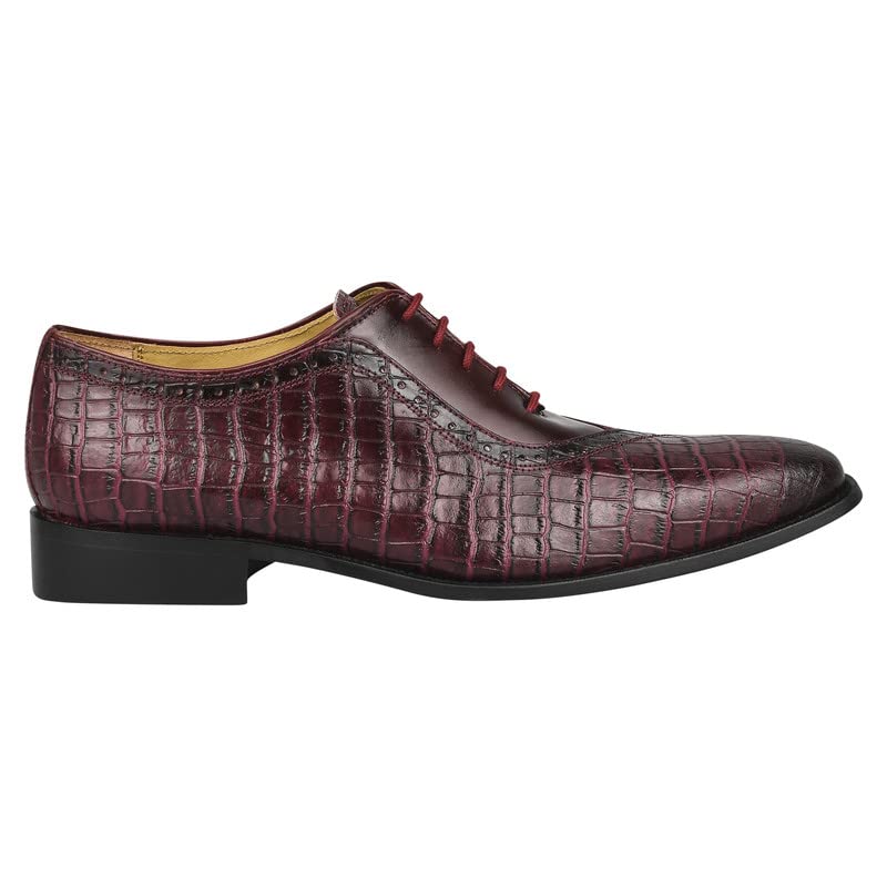 Image of LIBERTYZENO Mens Burnished Toe Genuine Leather Adults Lace Up Oxford Dress Shoes for Easter Gift