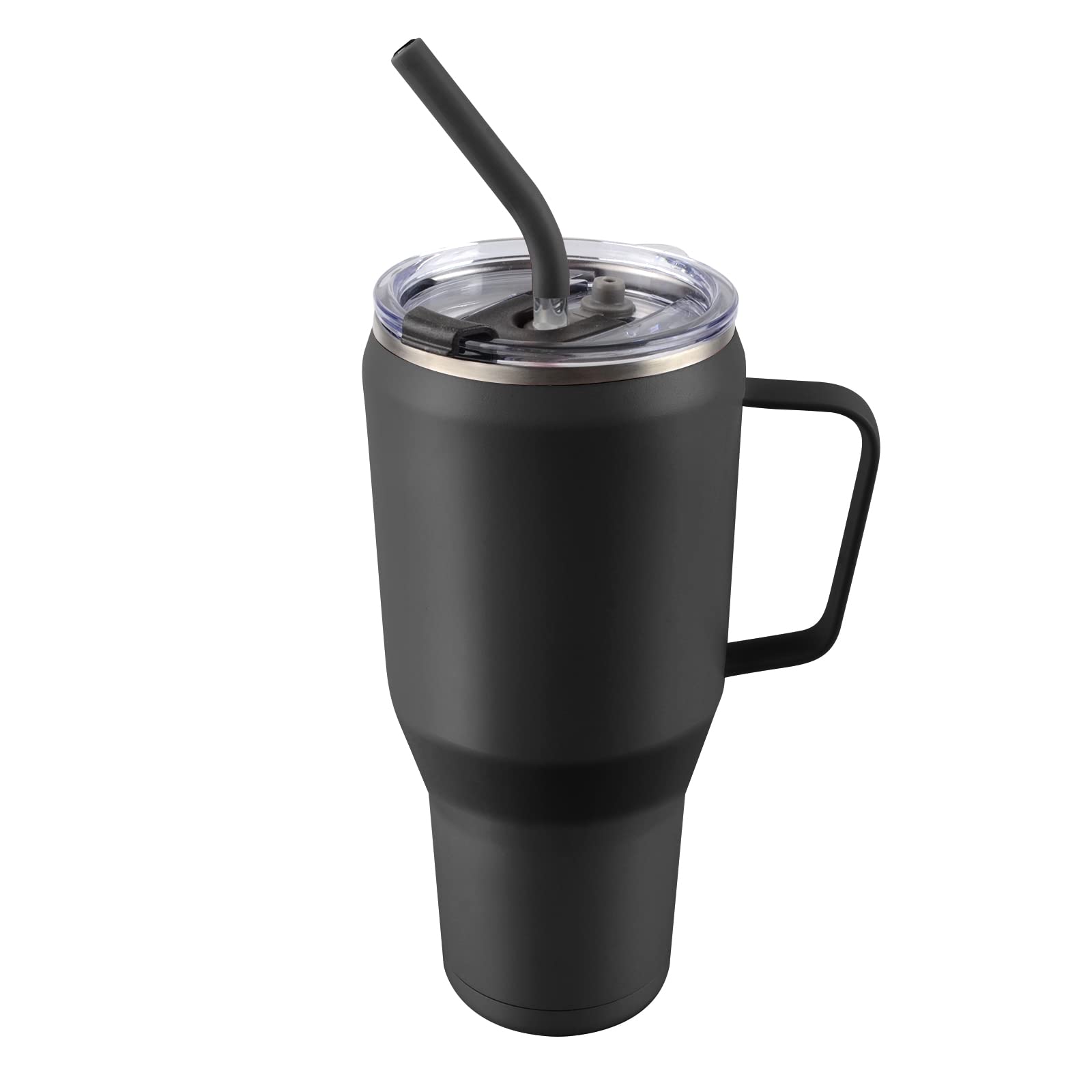 MUCHENGHY 40 oz Tumbler with Handle and Straw Lid, Leak Proof Double Vacuum Stainless Steel Tumblers Insulated Travel Coffee Mug with Lids Black