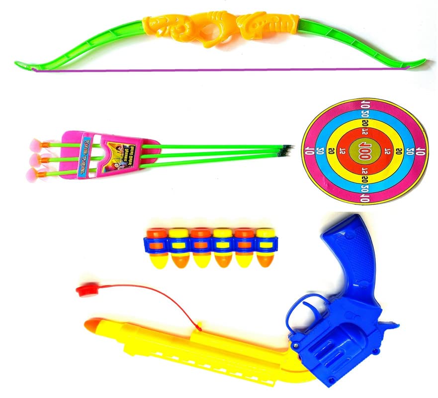 Dynamic Retail Global Guns for Boys, Archery Bow and Arrows Toy Set for kids, Pistol with Bullets Plastic Multi color OQ1313 (B0BM89NCVP) Amazon Price History, Amazon Price Tracker