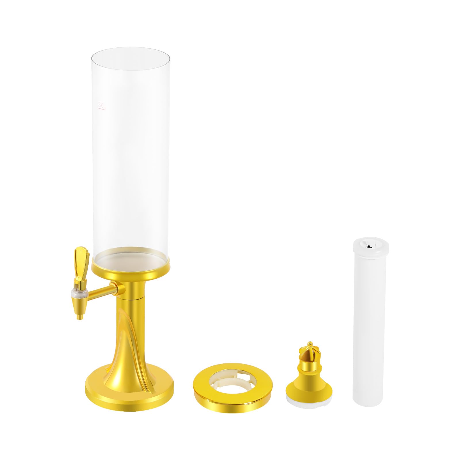 Distributeur de bière 3 l - Distributeur de boisson froide avec éclairage LED et colonne de glace - Pour bar et fête - Transparent et léger - 1,15 kg