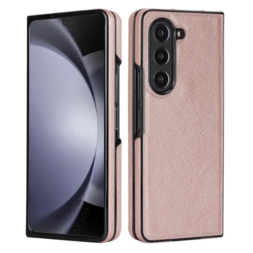 Coque Rigide Galaxy Z Fold6 Rose Résistante aux Chocs et Chutes en Cuir Grainé
