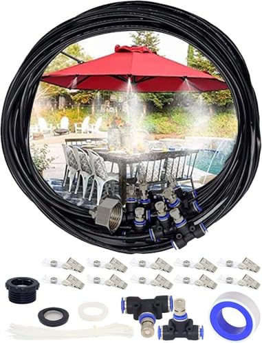 Tesmotor 18M Kit Nebulizador Terraza Jardín, DIY Enfriamiento Nebulizadores con Boquilla, Sistema de Nebulización Automática para Jardín Terraza Invernadero