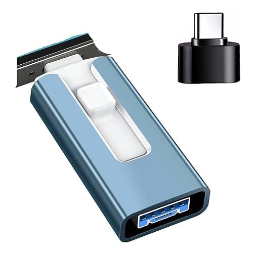 4 In1 OTG Mi*/cro USB 3.0 �t���b�V���h���C�u���p TYPEC �y���h���C�u���o�C�� Mi*/cro USB(Blue,64GB)