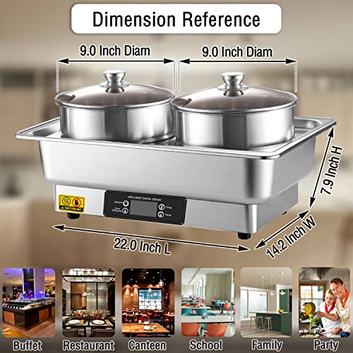 Vorchef Commercial Food Warmer, Commercial Grade Stainless Bain Marie Steel Buffet 2-Pot 2 X 4.4L Electric Steam Table For Catering And Restaurants #TOP6