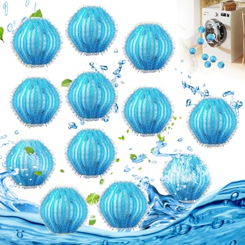 Waschmaschine Anti Fussel Bälle, 12 Stücke Haarfänger für Wäschetrockner, Wiederverwendbare Flusenkugeln, Waschmaschine Haarfänger, Fusselfänger, für Entfernt Tierhaare, Flusen und Fussel