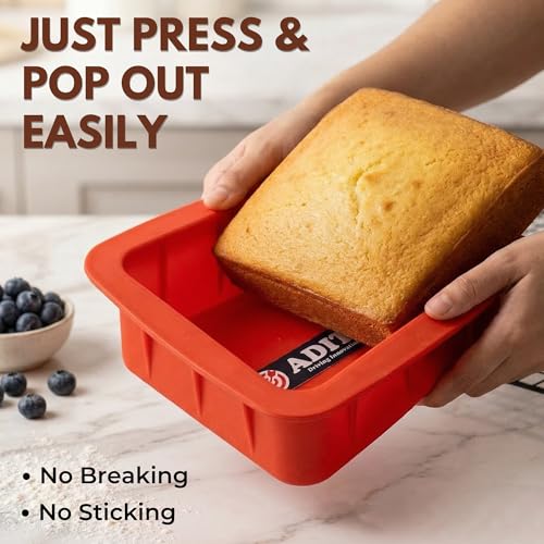 Image of Aditi Silicon Mould, Square (6 inches) | Premium Food Grade Quality | BPA Free & Non Toxic | Non-Stick & Reusable Mould | Ideal for Baking Cake | Soft, Flexible & Durable