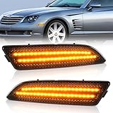 NEIFILES Front LED Side Marker Lights Compatible with Chrysler Crossfire 2004-2008 Smoked Lens Fender Bumper Lamps, Plug and Play,Easy Installation
