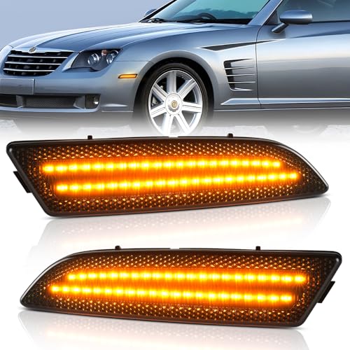 NEIFILES Front LED Side Marker Lights Compatible with Chrysler Crossfire 2004-2008 Smoked Lens Fender Bumper Lamps, Plug and Play,Easy Installation