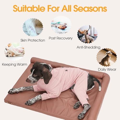Image of Recovery Suit for Large Dogs, Adjustable Dog Onesie, Pink, XL