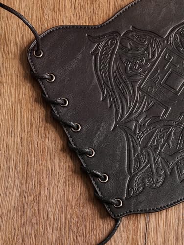 HAQUIL Medieval Faux Leather Wrist Guard, Adjustable Viking Bracer, Norse Symbol Arm Guard for Costume and LARPs (1 Piece)3