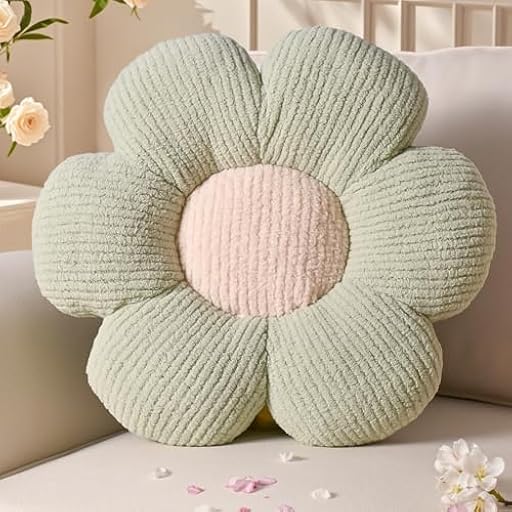 Yhoelata Cojin Flor Verde, Cojín de Suelo Estético para Habitación, Cojines Sofa, Cojines Cama Decoración de Dormitorio, Decoración de Habitación Infantil, 40 cm | Ya disponible en tu tienda friki favorita! En mundofriki.es!