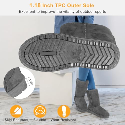 Winter Boots for Women, Classic Mid-Calf Snow Boots, Waterproof Warm Fur Lining Fashion Winter Boots for Women Girls Ladies Outdoor, Slip on & Comfortable, Anti-Slip, Size: 5-10 US3