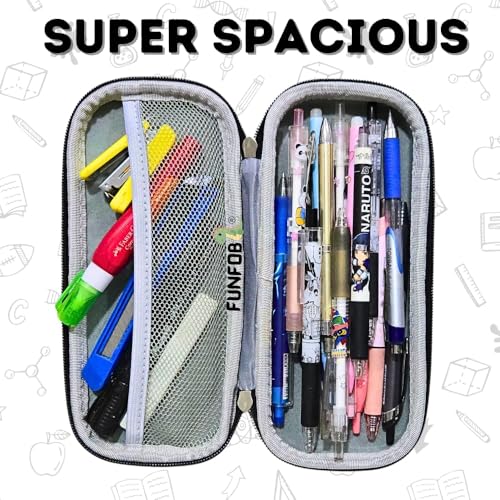 Image of FUNFOB Anime Pencil Box for School College Other Stationery Products Pencil Pouch Travel or Cosmetic Case | Luffy Black Red 7D