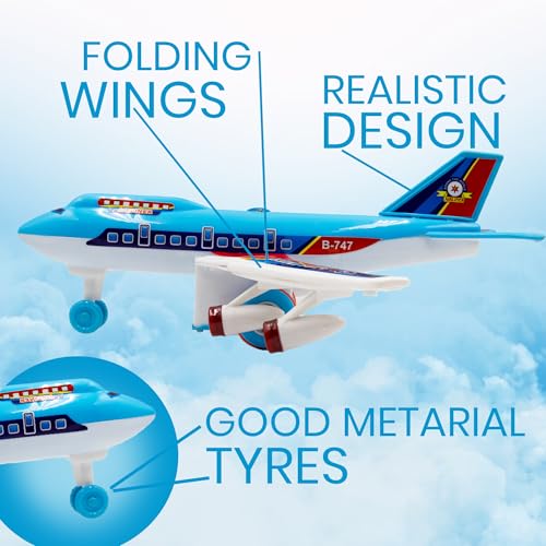 Image of ToyBharat Air Liner Plane toy with multicolour body and friction power is a perfect baby gift. Safe, non-toxic, and durable, it offers fun indoor and outdoor play for toddlers with a realistic design.