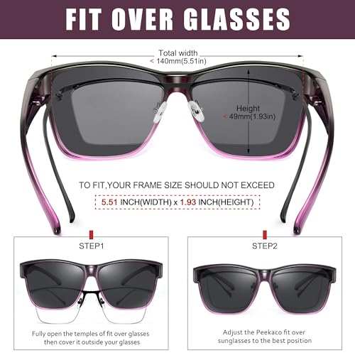 Image of Polarized Sunglasses Fit Over Glasses for Women Men, Oversized Square Sun Glasses UV400 Protection