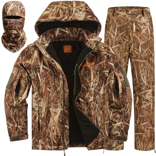 Image of NEW VIEW Insulated Hunting Clothes for Men Cold Weather, Warm Camo Hunting Jacket and Pants, Hunting Suit for Deer Duck Hunts