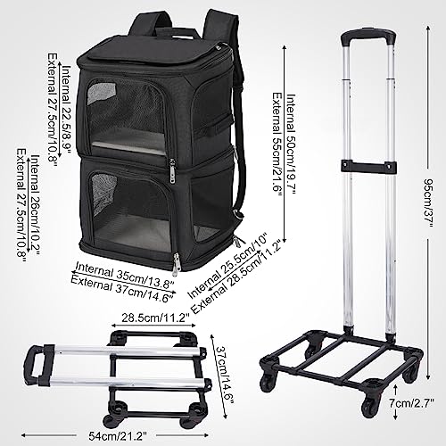 FASRIOU Doppio zaino per gatti con ruote