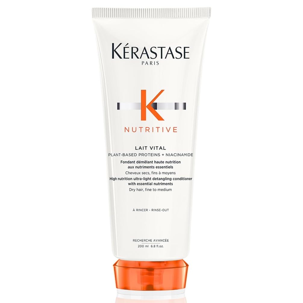 Kérastase Nutritive, Haarspülung für trockenes, feines bis mittleres Haar, Entwirrend und feuchtigkeitsspendend, Ohne Parabene, Lait Vital High Nutrition Ultra-Light Conditioner, 200 ml