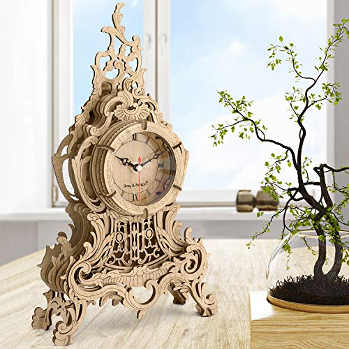 Amy&Benton 3D Wooden Puzzle Clock Model Kits for Adults- Baroque Desk Clock - Thumbnail 7