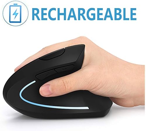 Miniatura 8 de Acedada Mouse ergonómico, mouse inalámbrico vertical, mouse Ergo óptico recargable, 80012001600 DPI, 5 botones para laptop, escritorio, PC, MacBook,