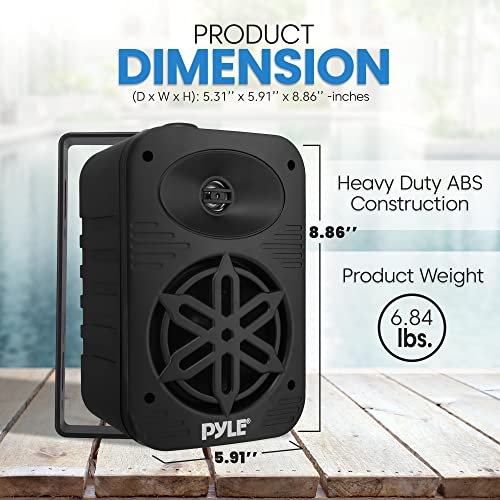 زوج مكبرات صوت داخلية وخارجية من بايلوسا - 500 واط مزدوج مقاوم للماء 5.25 انش ثنائي الاتجاه مع مكبر صوت بوليمر عالي الامتثال 1/2 انش للمنزل والقارب والبحرية والسطح والفناء وجانب حمام السباحة (اسود)