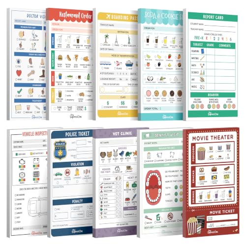 Image of Tiny Expressions Pretend Play Notepads - 10-Pack Kids Play Pads | 40 Pages Each for Imaginative Role Play