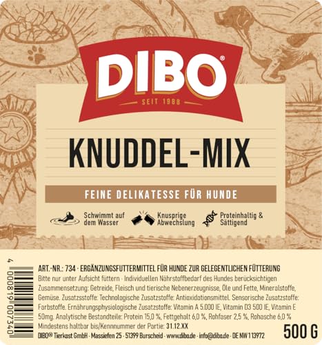 DIBO Knuddel-Mix, 500g-Beutel, Backwaren als gesunde, natürliche Ernährung für Hunde von DIBO, Hundefutter, Barf, B.A.R.F., Leckerli, Hundekekse