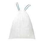 WAIKAS 4 Gallon Trash Bags Drawstring, 4 Gal Small Garbage Bags for Home & Office (Pack of 73), 43x46cm, 4.6g/pcs, Unscented, White