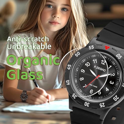 Kids Waterproof Watch for Boys Girls 10ATM, Kids Analog Watch with Second Hand Easy to Read Learning Time4