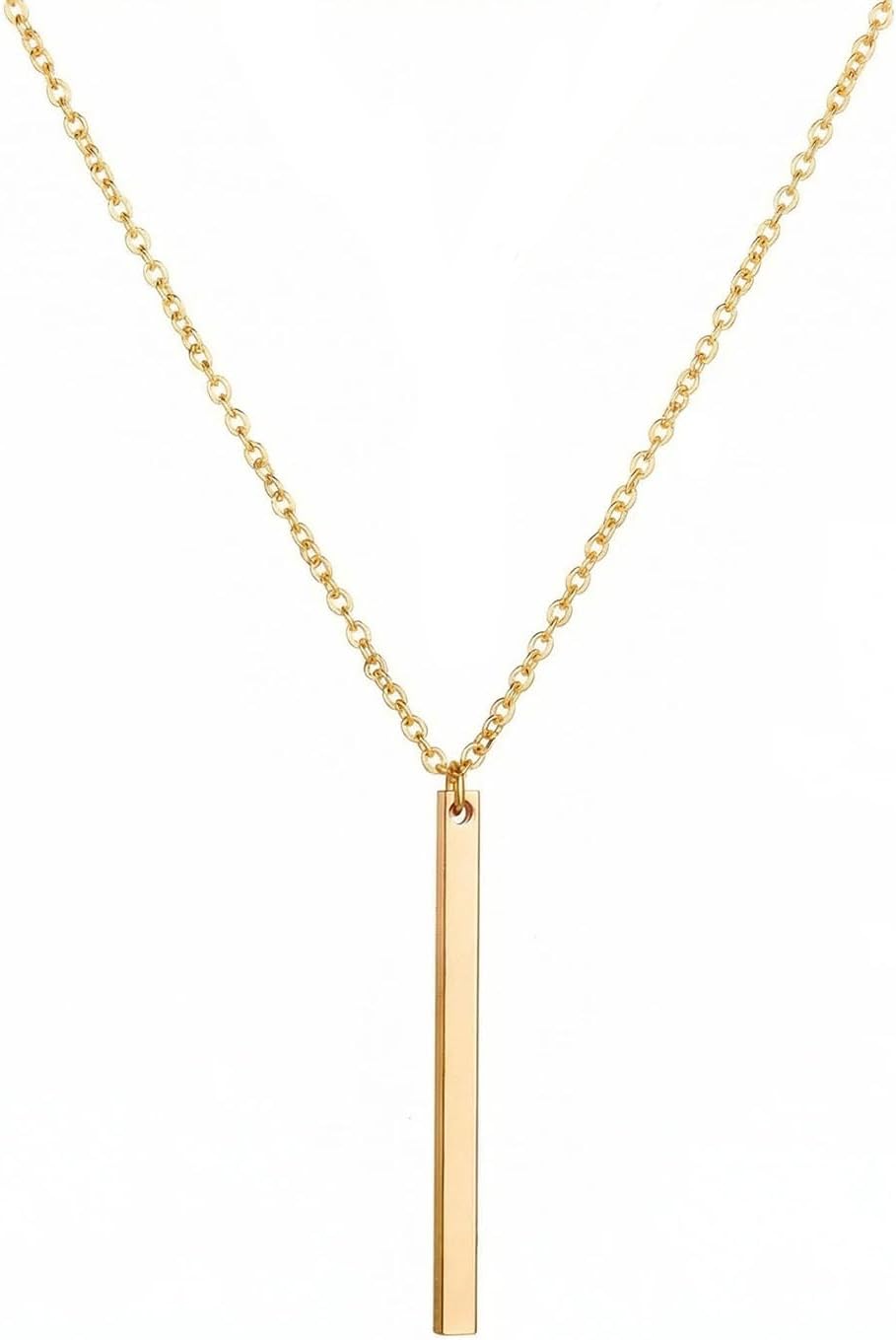 Bar Pendant Necklace Gold Long Y-Necklace Delicate Lariat Chain Jewelry for Women