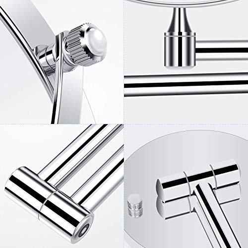 UniqueBella Shaving Mirror Wall Mounted Bathroom Mirrors Makeup Vanity Magnifying Round Mirror 10X 8 Inch Two Sided, 360° Rotatable, Extendable Arm for Bedroom