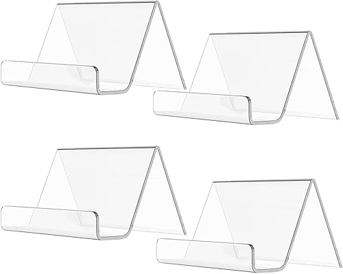 Miniatura 1 de Soporte de exhibición de acrílico para tarjetas de presentación, 4 unidades, transparente, organizador de tarjetas de nombre para exposición, hogar