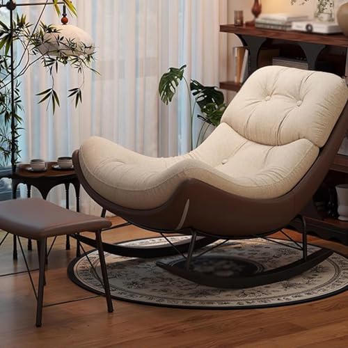 Genérico Cómoda Mecedora con reposapiés, sillón reclinable tapizado para Sala de Estar, Dormitorio y balcón: Tumbona Relajante para máximo Confort y Estilo.