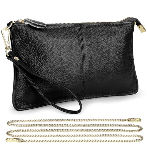 Image of Uromee Wristlet Wallet Clutch Purses for Women Genuine Leather Crossbody Bag Handbag with Detachable Shoulder Chain