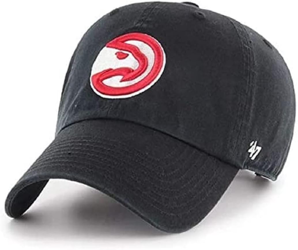 47NBA Alternate Clean Up Adjustable Hat, One Size Fits All (Atlanta Hawks Black)