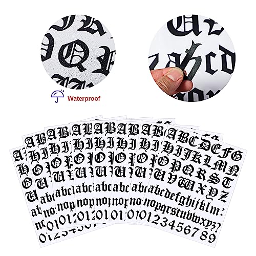 Image of Teling 8 Sheets Letter Stickers Vinyl Old English Alphabet Number Stickers Self Adhesive Stick on Letters for Back to School Scrapbooking DIY Art Business Mailboxes Address Craft(2 Inch,Black)