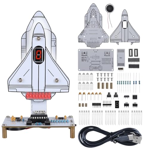 BANRIA DIY Rocket Soldering Kit – Space-Themed Solder Practice Kit with Simulated Rocket Launch Countdown & LED Lights, Soldering Projects for Teens Adults, Creative Rocket Desk Decoration & Presents
