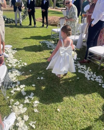 Satin Flower Girl Dresses for Wedding Tea Length First Communion Dresses for Girls Kids Princess Birthday Gowns3