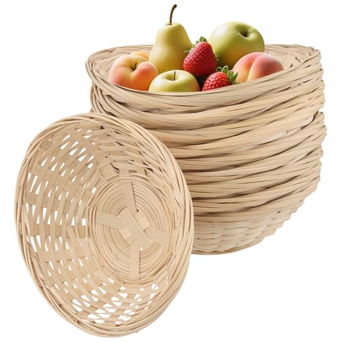 MAKTSAM Lot de 10 paniers à pain ovales en bambou 18 x 14 cm, paniers à pain tissés pour le...